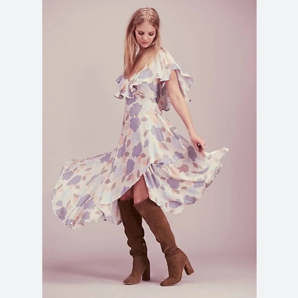 Free People Faye Printed Flowy Wrap Maxi Dress size XS - Picture 1 of 8